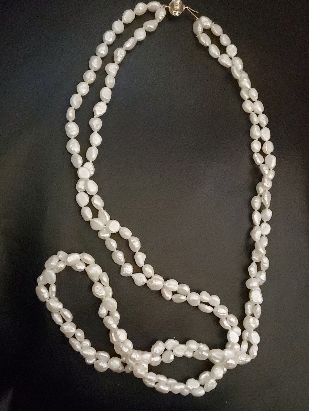 14k Gold Versatile Vintage Double-strand Genuine Freshwater Keshi Pearl Necklace